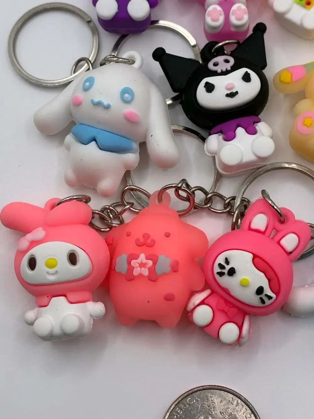 Hello Kitty Silicone Character Keychains Set of 3